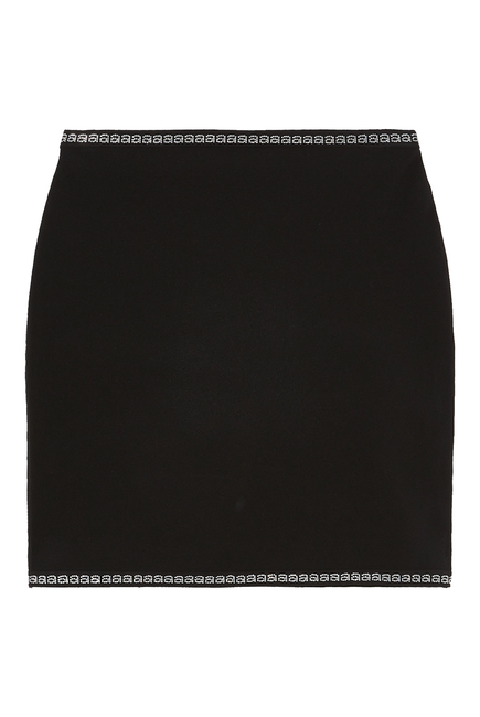 Crystal Trim Nylon Mini Skirt